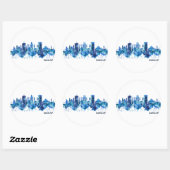 Sticker Rond Dakar Sénégal Skyline Blue (Feuille)