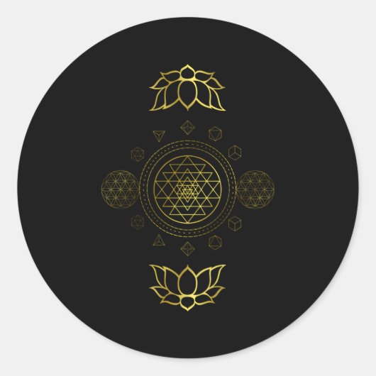 Sticker Rond Dala de géométrie sacrée de Sri Yantra (Devant)
