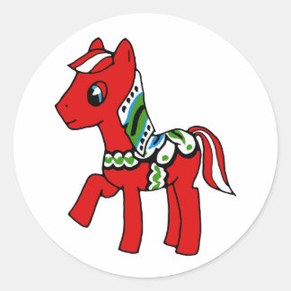 Sticker Rond Dala Horse Pony