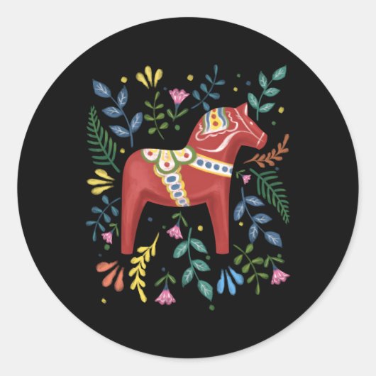Sticker Rond Dala suédois Horse Folk Suède Drapeau Dalahelmsolj (Devant)