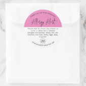 Sticker rond d'alerte d'allergie rose (Sac)