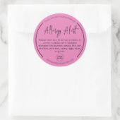 Sticker rond d'alerte d'allergie rose (Sac)