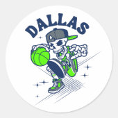 Sticker Rond Dallas Skeleton Basket (Devant)