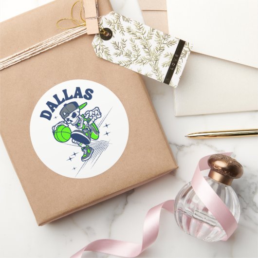 Sticker Rond Dallas Skeleton Basket (Cadeaux)