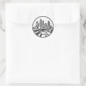 Sticker Rond Dallas Texas Skyline Paysage urbain noir et blanc (Sac)