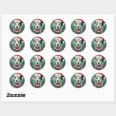 Sticker Rond Dalmatie de Noël (Feuille)