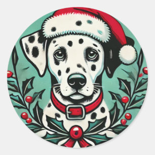 Sticker Rond Dalmatie de Noël
