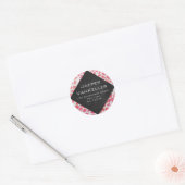 Sticker Rond Dalmatie rose et blanc avec monogramme (Enveloppe)