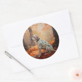Sticker Rond Dalmatien en automne Feuilles automne Inspirer (Enveloppe)