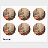 Sticker Rond Dalmatien en automne Feuilles automne Inspirer (Feuille)