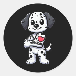 Sticker Rond Dalmatienne J'aime grand-mère drôle chien tatouage