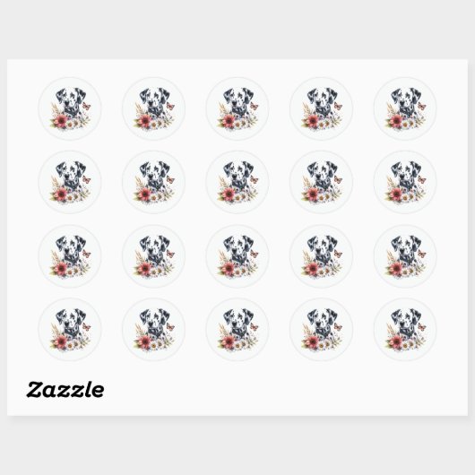 Sticker Rond Dalmation Florale (Feuille)