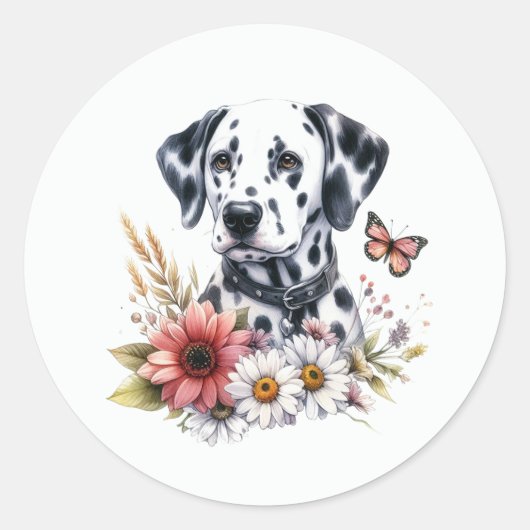 Sticker Rond Dalmation Florale (Devant)