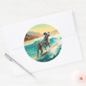 Sticker Rond Dalmation Plage Surf Peinture (Enveloppe)