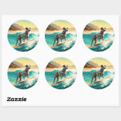 Sticker Rond Dalmation Plage Surf Peinture (Feuille)