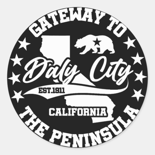 Sticker Rond Daly City, Californie (Devant)