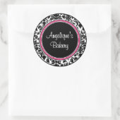 Sticker Rond Damas avec centre noir et garniture rose (Sac)