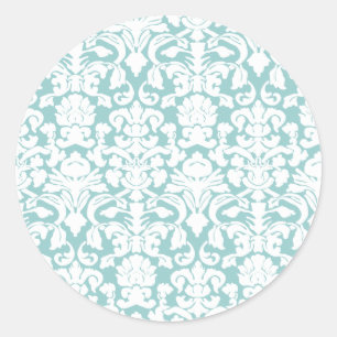 Sticker Rond Damas blanc et bleu