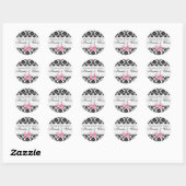 Sticker Rond Damas et cou rose (Feuille)