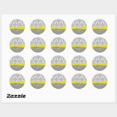 Sticker Rond Damas gris avec Stick rond Jaune de 1,5 po (Feuille)