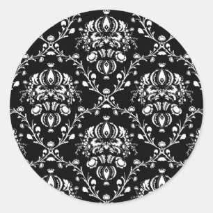 Sticker Rond Damas noir et blanc