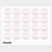 Sticker Rond Damas, rayures Empreintes Baby shower rose (Feuille)