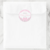 Sticker Rond Damas, rayures Empreintes Baby shower rose (Sac)