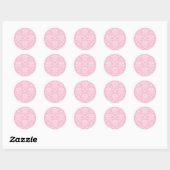 Sticker Rond Damas rose et blanc (Feuille)