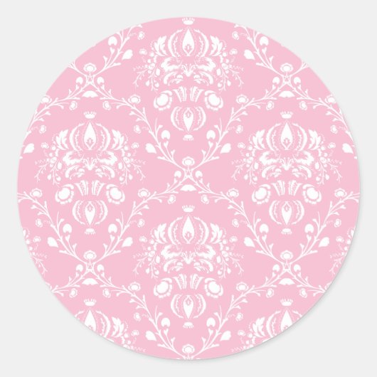 Sticker Rond Damas rose et blanc (Devant)