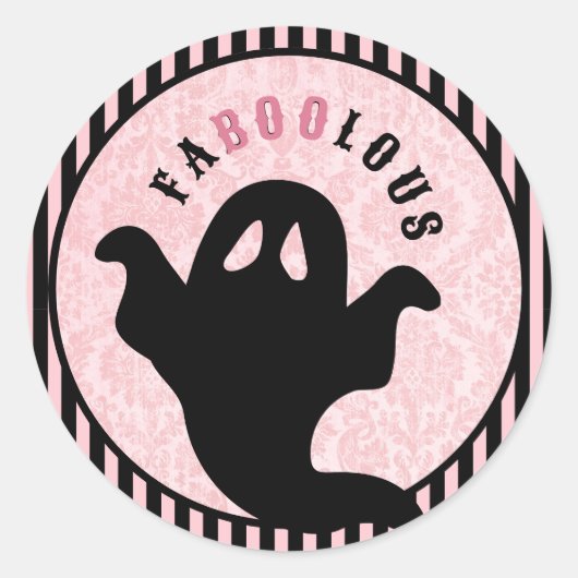 Sticker Rond Damas rose | Halloween Ghost | FABOOLOUS (Devant)