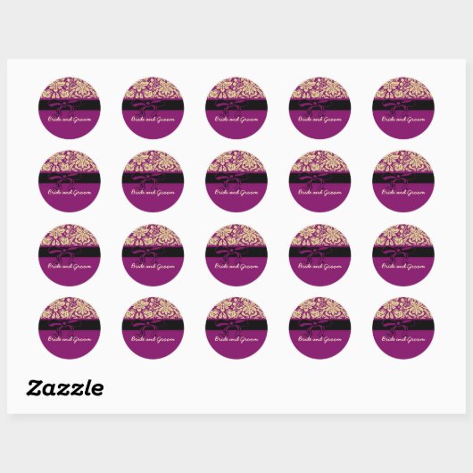 Sticker Rond Damas violet (Feuille)