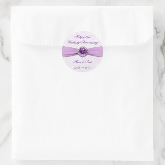 Sticker rond Damask 33e anniversaire Mariage (Sac)