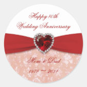 Sticker Rond Damask 40e anniversaire Mariage Design (Devant)