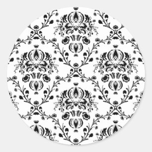 Sticker Rond Damask blanc et noir