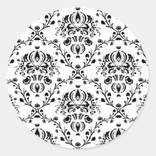 Sticker Rond Damask blanc et noir (Devant)