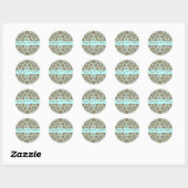 Sticker Rond Damask Blue et Mariage Brown (Feuille)