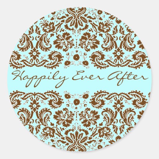 Sticker Rond Damask Blue et Mariage Brown (Devant)