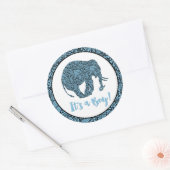 Sticker Rond Damask Elephant C'est un garçon ! (Enveloppe)