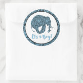 Sticker Rond Damask Elephant C'est un garçon ! (Sac)