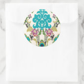 Sticker Rond Damask Floral Patterns Plum Turquoise (Sac)