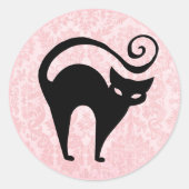 Sticker Rond Damask Glam Halloween Kitty (Devant)