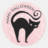 Sticker Rond Damask Glam Halloween Kitty (Devant)