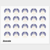 Sticker Rond Damask marine bleu, rose, mariage Enregistrer la d (Feuille)