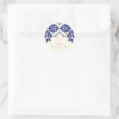 Sticker Rond Damask marine bleu, rose, mariage Enregistrer la d (Sac)
