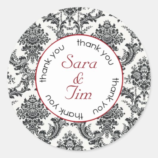 Sticker Rond Damask Merci (#LABL026) (Devant)
