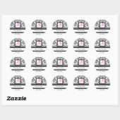 Sticker Rond DAMASK MONOGRAM, fuchsia rose (Feuille)