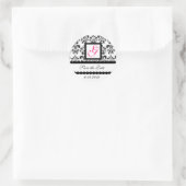 Sticker Rond DAMASK MONOGRAM, fuchsia rose (Sac)