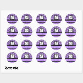 Sticker Rond DAMASK MONOGRAM, violet (Feuille)