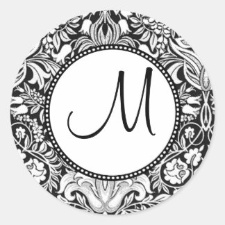 Sticker Rond Damask Monogramme