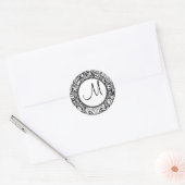 Sticker Rond Damask Monogramme (Enveloppe)